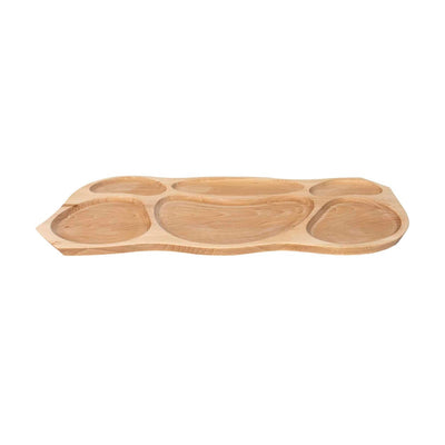 Platou lemn dreptunghiular cu 6 compartimente 68x34x2.5 cm pentru servire