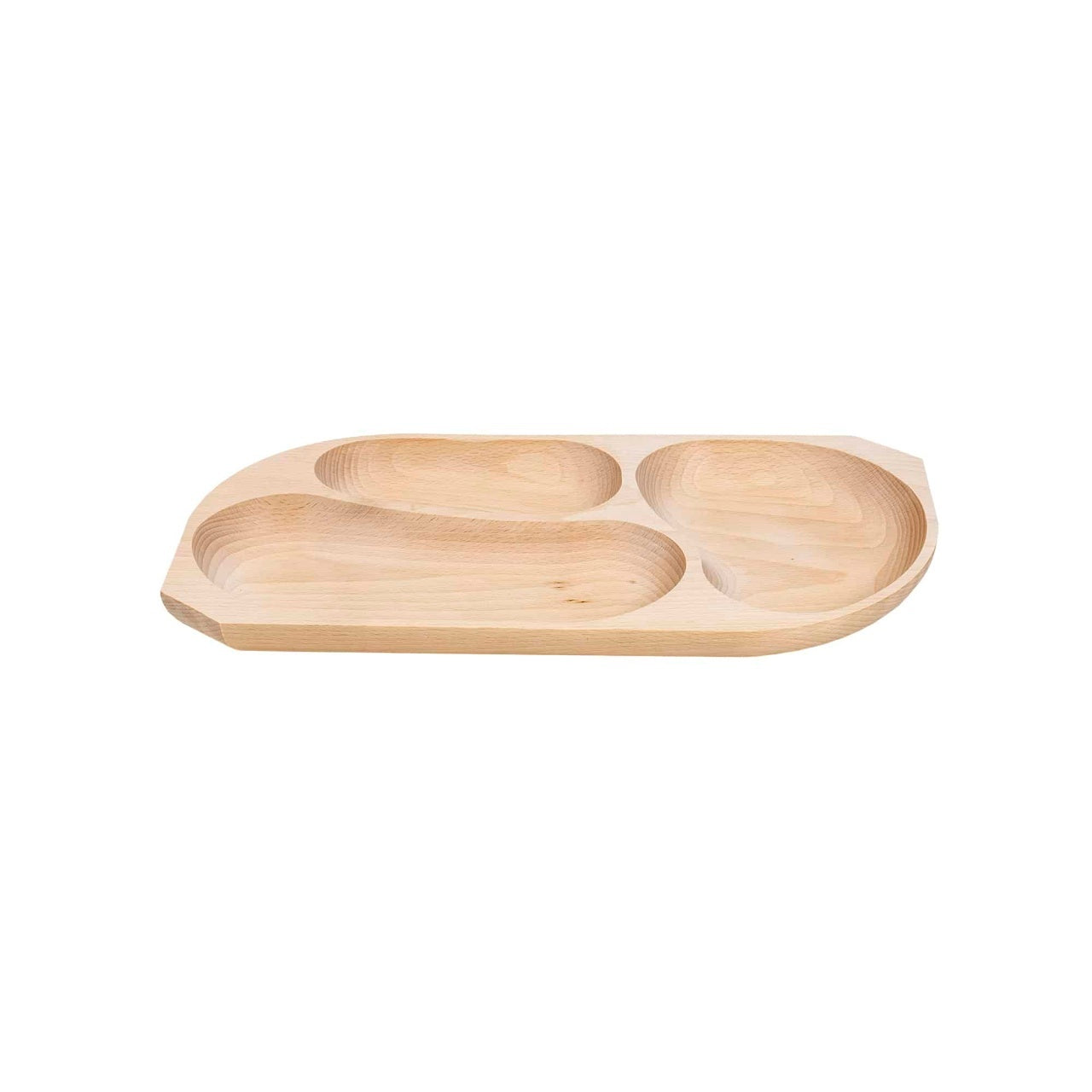 Platou lemn fag cu 3 compartimente, 44x23x2.5 cm pentru servire