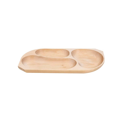 Platou lemn fag cu 3 compartimente, 44x23x2.5 cm pentru servire