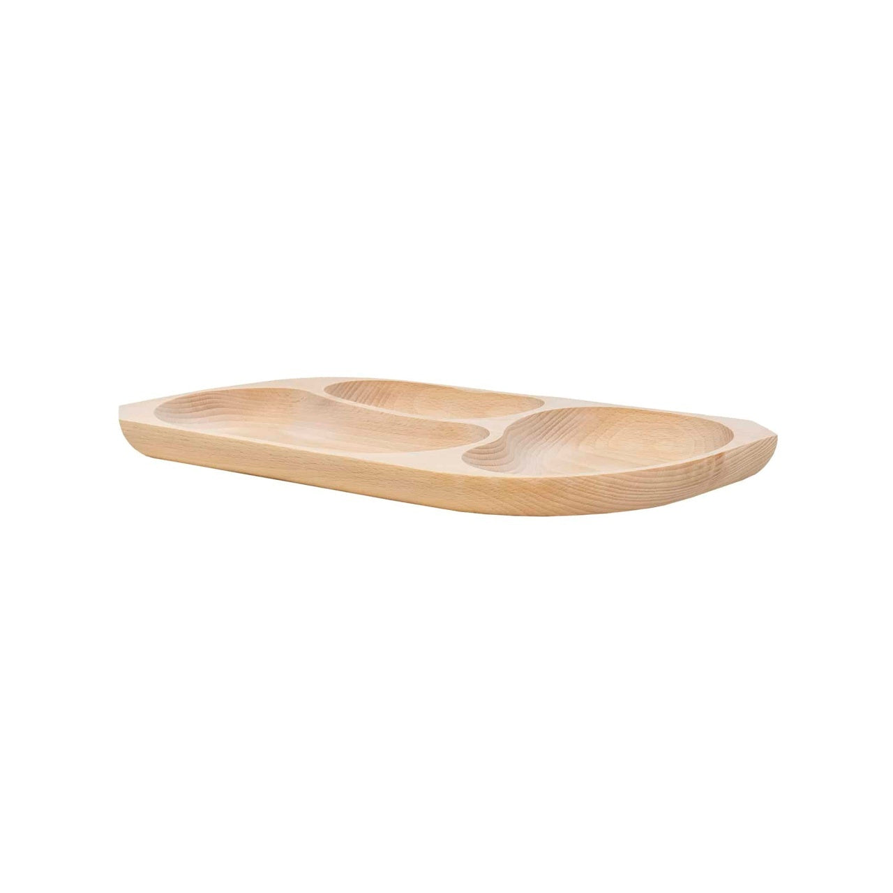 Platou lemn fag cu 3 compartimente, 44x23x2.5 cm pentru servire
