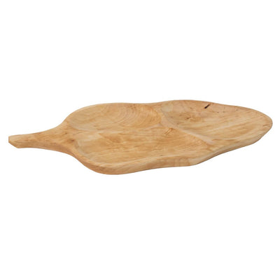 Platou servire din lemn de arin, forma frunza, 52x26 cm