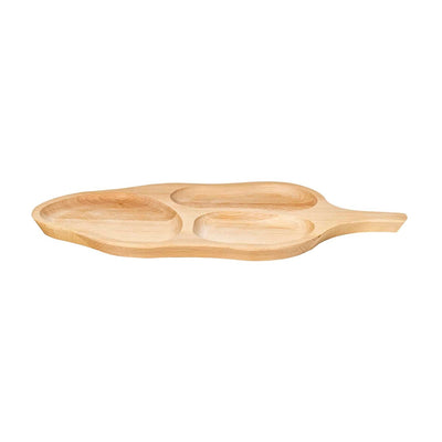 Platou servire din lemn de fag, forma frunza, 49x24 cm