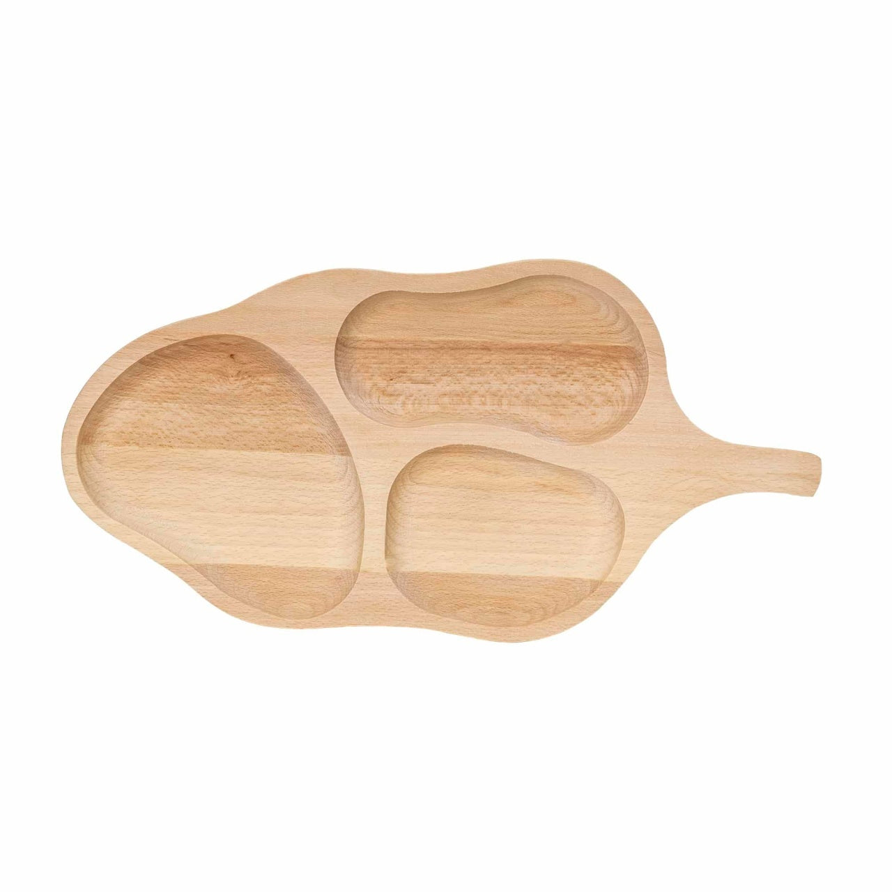 Platou servire din lemn de fag, forma frunza, 49x24 cm
