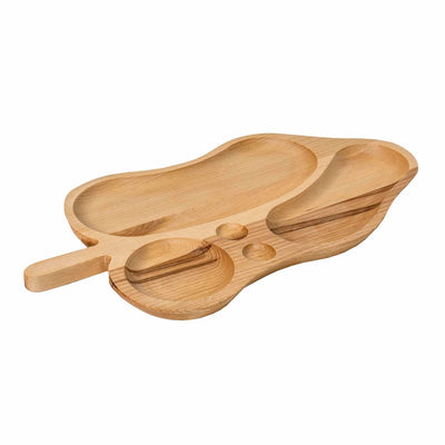 Platou servire din lemn de fag, forma frunza, 50x26x2 cm
