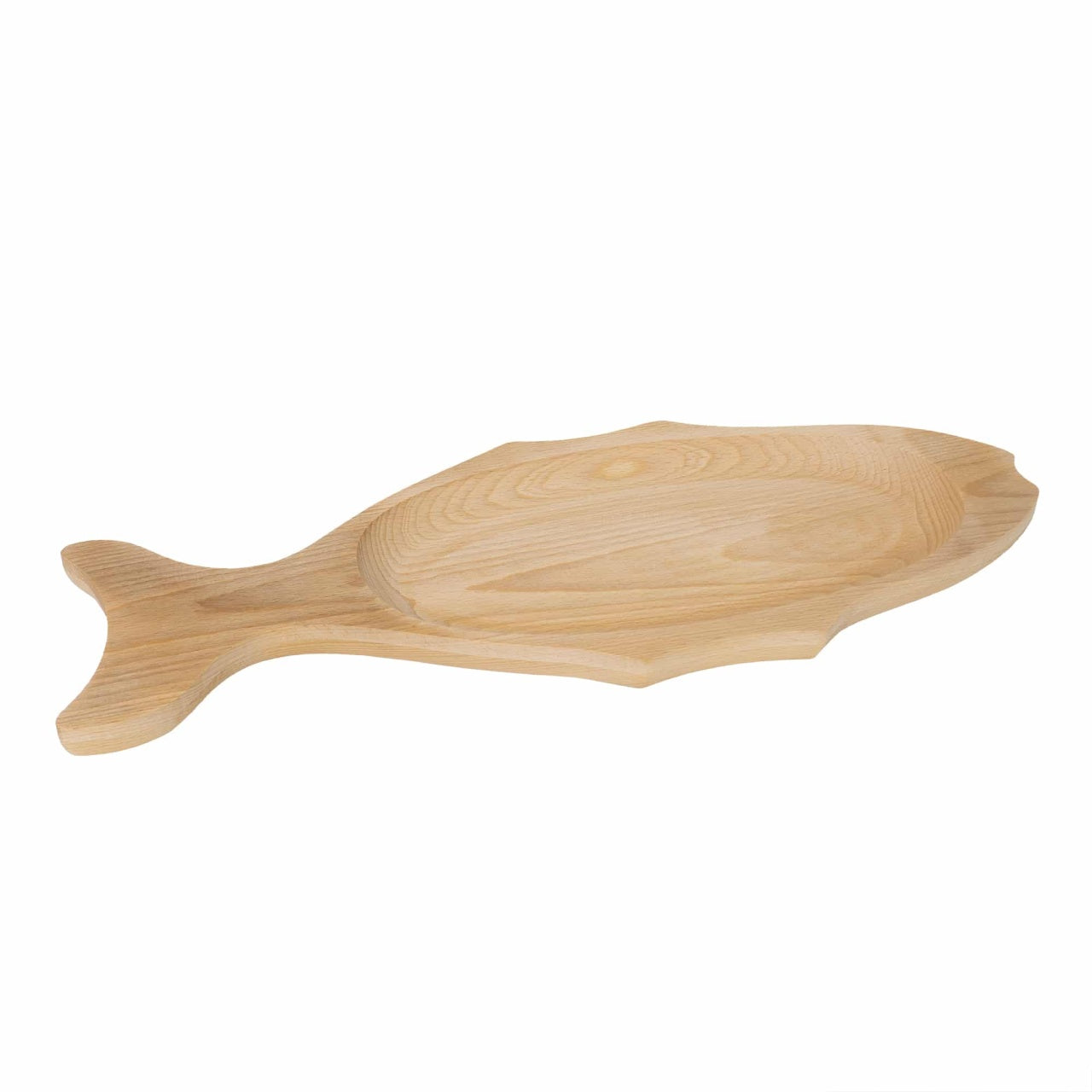 Platou servire lemn fag, forma peste, 50x19.5 cm, maro