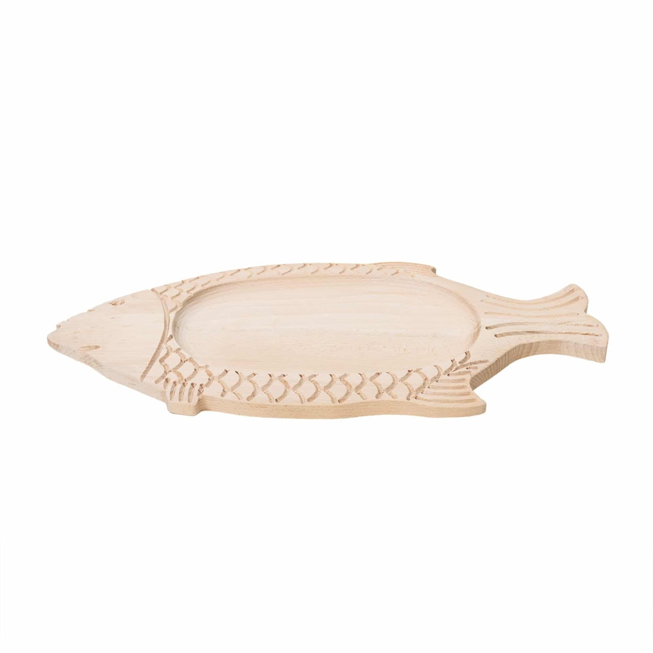 Platou servire lemn, forma peste, 45x21 cm, maro