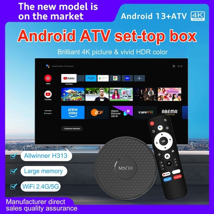 Player TV Stick Ultra HD, Telecomanda vocala, Kit de actualizare Smart TV Plug and Play, configurare sistem karaoke acasa, negru