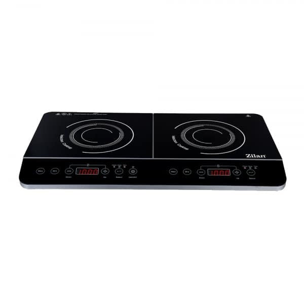 Plita cu inductie doua ochiuri, 3500W, geam cristal negru, oprire automata