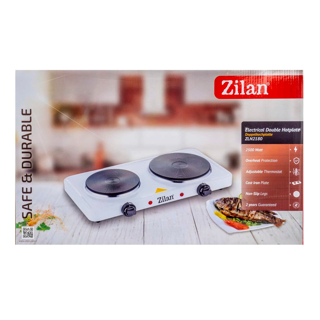 Plita electrica 2 arzatoare, 2500W, termostat reglabil, culoare alba