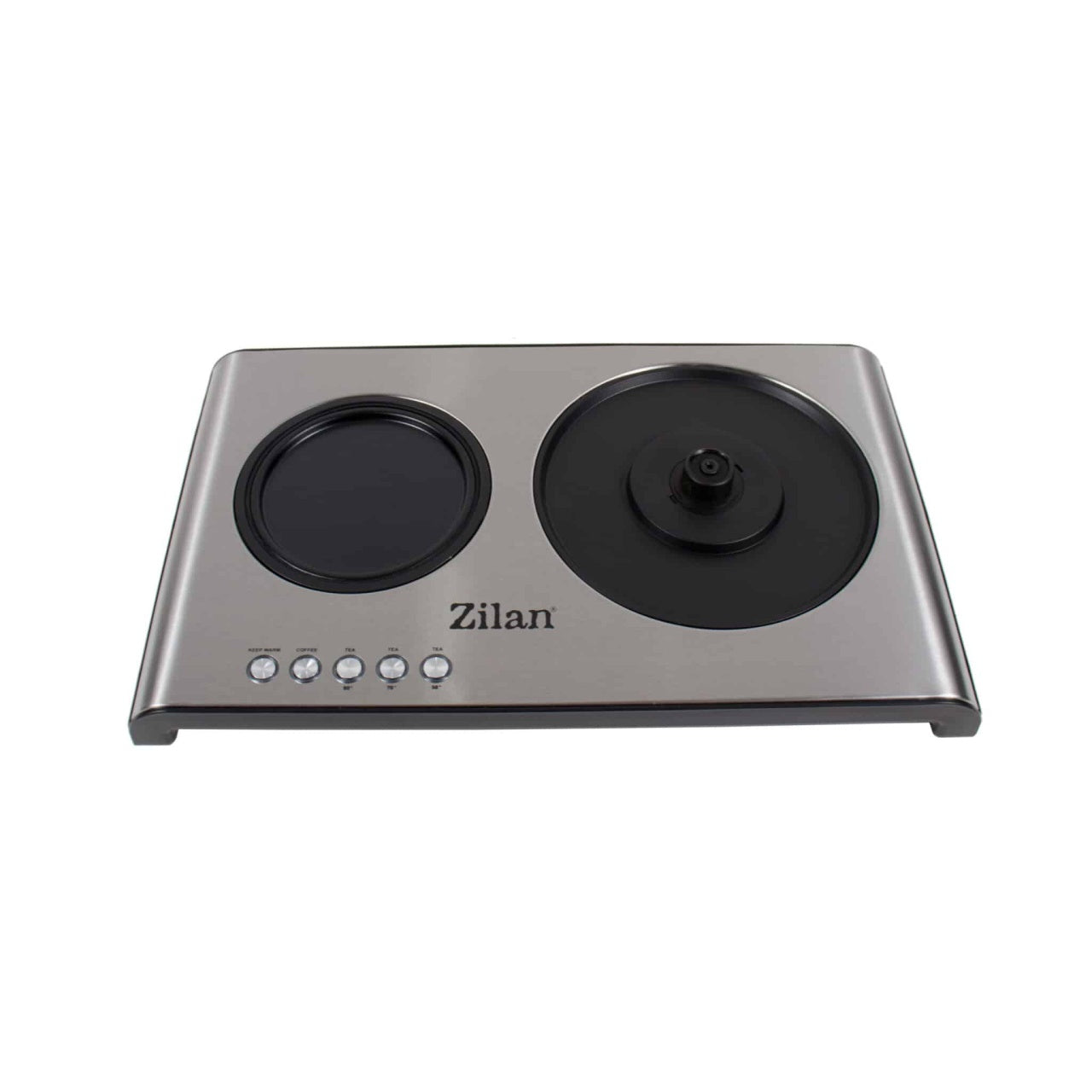 Plita electrica 2 in 1 cu fierbator apa si ceainic/cafetiera, 2200W, inox-negru
