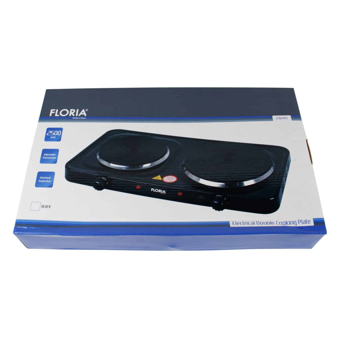 Plita electrica 2 ochiuri 2500W cu termostat, alb, incastrabila, clasa A