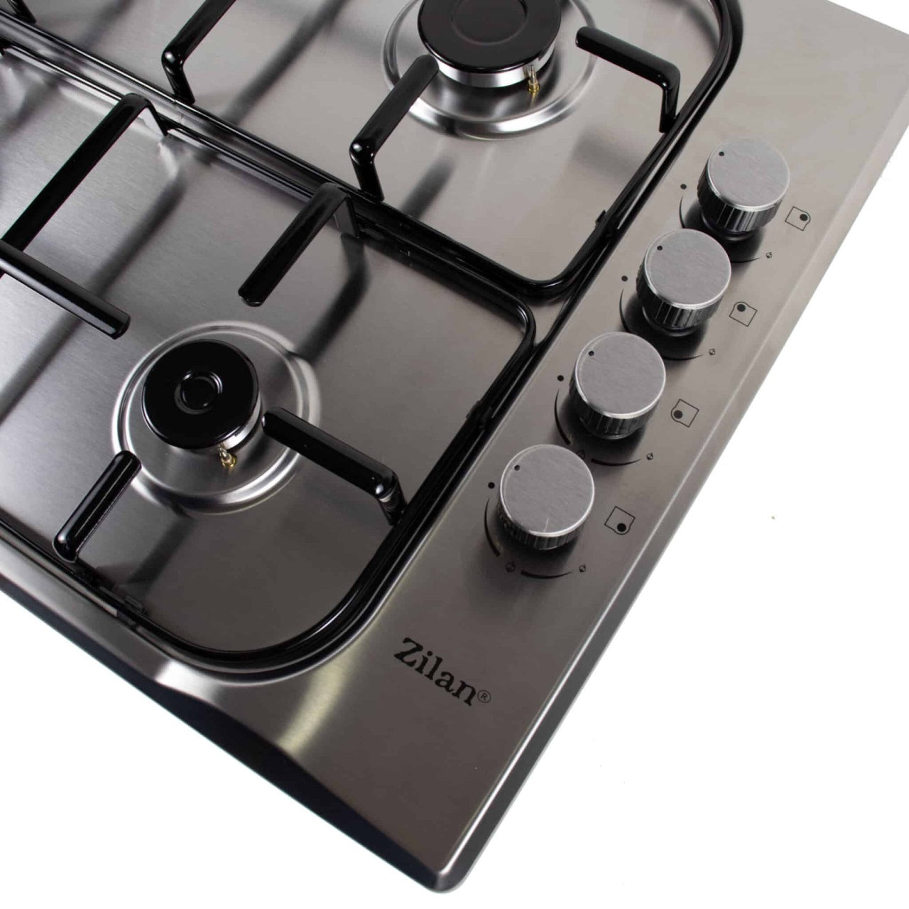 Plita incorporabila cu 4 ochiuri, gaz GPL sau natural, fara aprindere electrica, inox