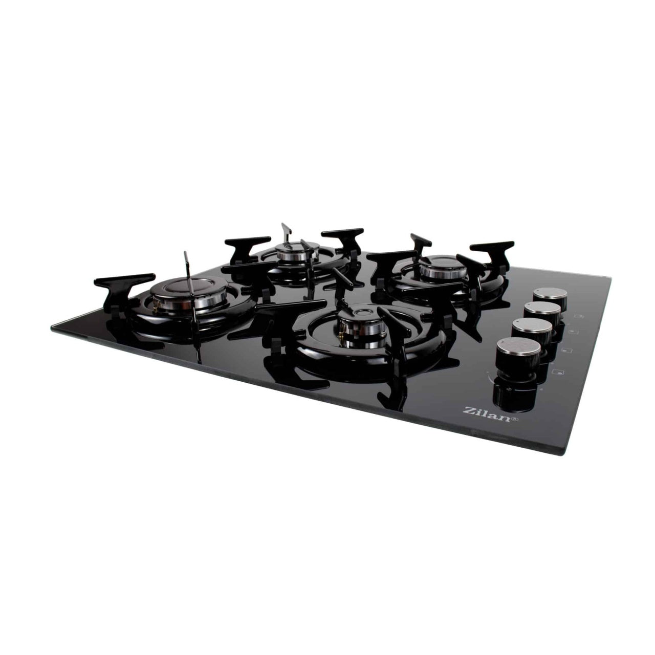 Plita incorporabila gaz GPL sau natural, 4 ochiuri, aprindere electrica, sticla neagra