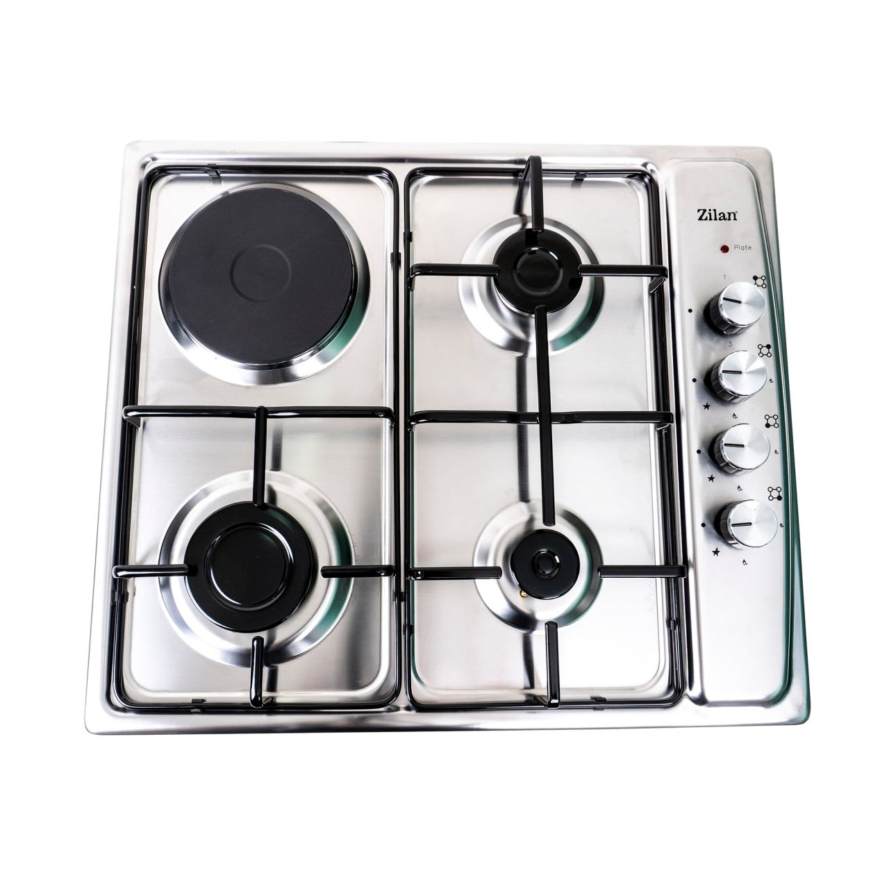 Plita incorporabila inox, GPL/GN, 3 arzatoare + 1 electric 1000W, aprindere electrica