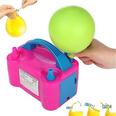 Pompa compresor pentru umflat baloane, putere 600 W, dimensiuni 20 x 15 x 12 cm, volumul de aer 750 L / min, electric, roz