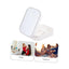 Portfard pentru cosmetice cu oglinda led, 3 modele de lumina, incarcare USB, compartimentat, imitatie piele, dimensiuni 16.5x11.5x6 cm, alb