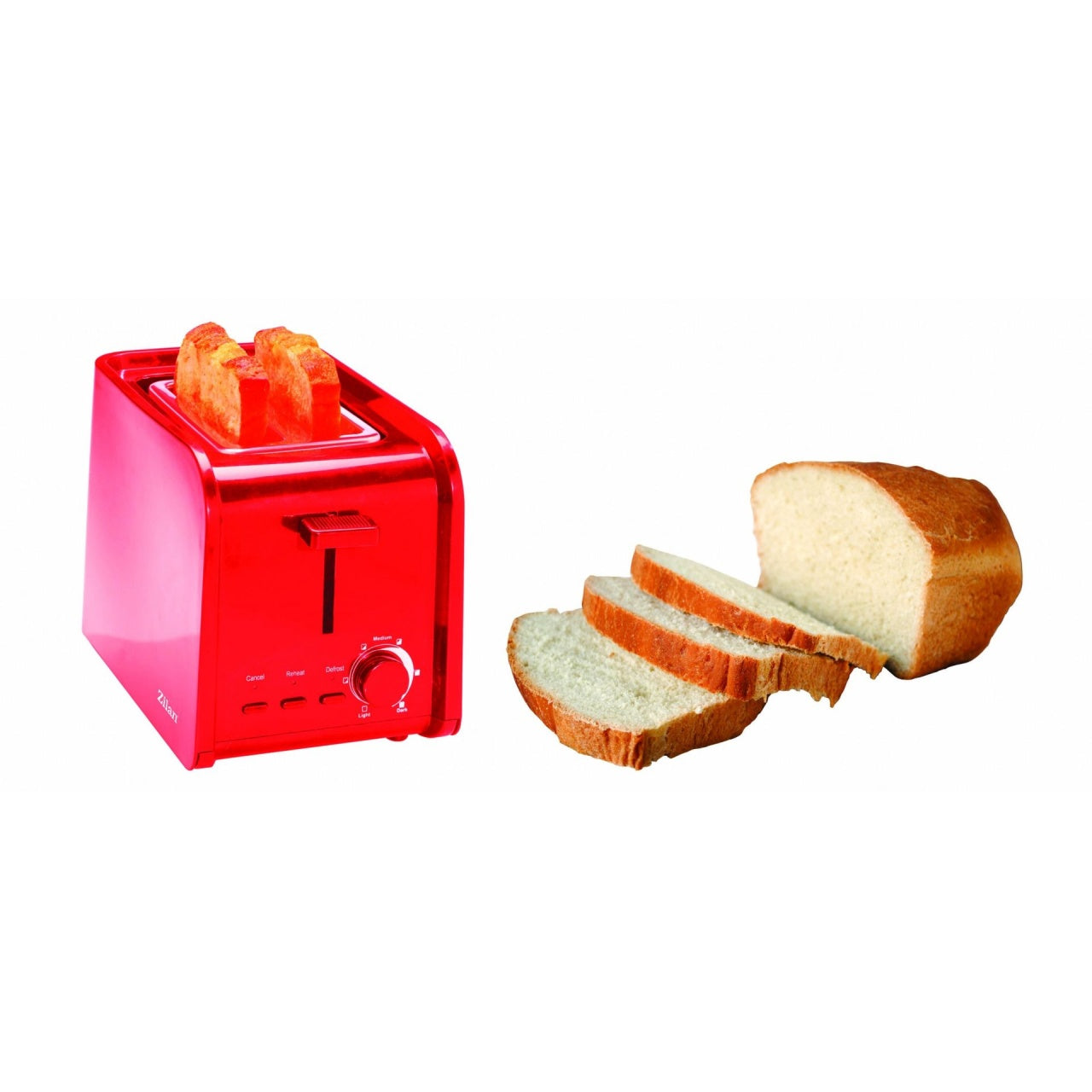 Prajitor de paine 2 felii, 7 nivele prajire, 750W, Rosu