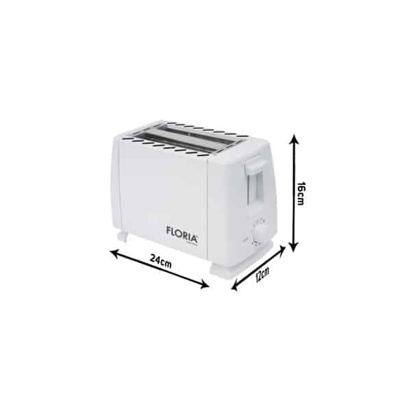Prajitor de paine 700W, 2 felii, 7 nivele temperatura, buton oprire, carcasa inox alb