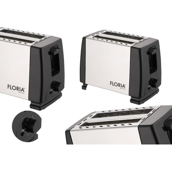 Prajitor de paine 700W, 2 felii, 7 trepte prajire, Negru/Inox