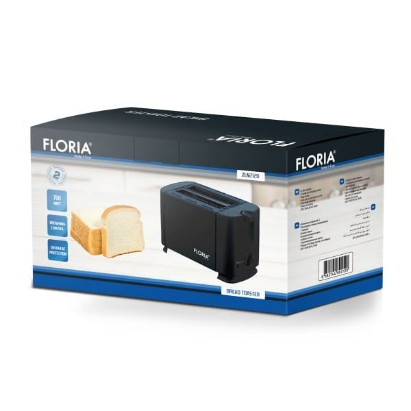 Prajitor de paine 700W, 7 trepte prajire, 2 felii, carcasa inox negru