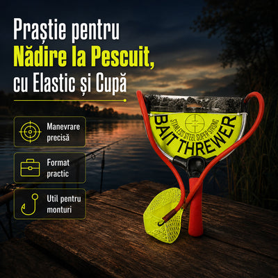 Praștie pentru Nădire la Pescuit, cu Elastic și Cupă – imagine principală promoțională