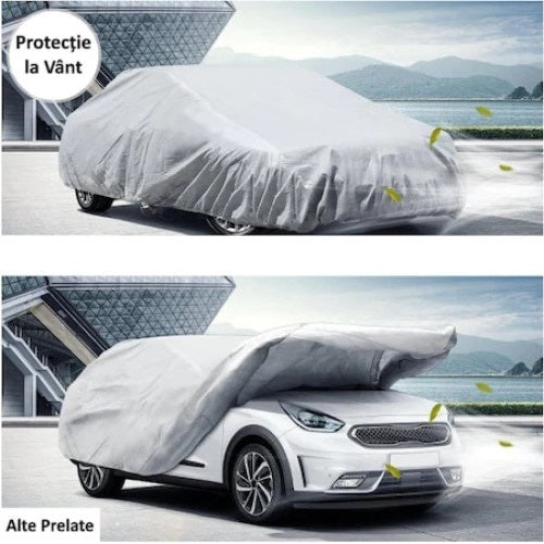 Prelata Auto FOXMAG24 Universala, Impermeabila, 3 Straturi, Protectie Grindina, Marime XL, 540x175x120 cm, Moderna, Gri
