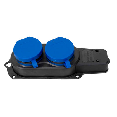Prelungitor cauciucat exterior cu 2 lacasuri, 16A, IP44, fara cablu