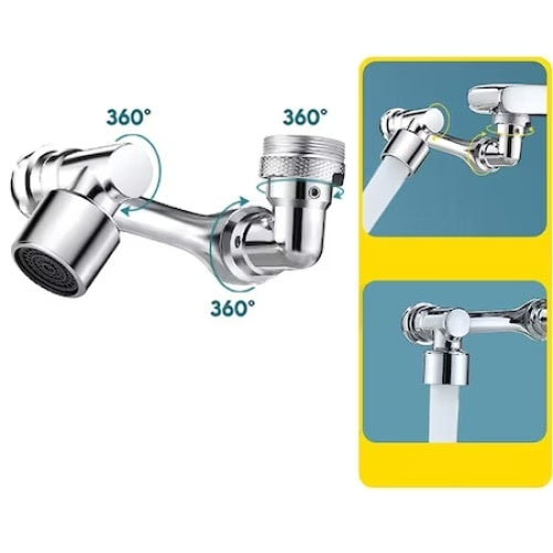 Prelungitor pentru baterie chiuveta, din metal, posibilitate de rotire pana la 1080°, argintiu