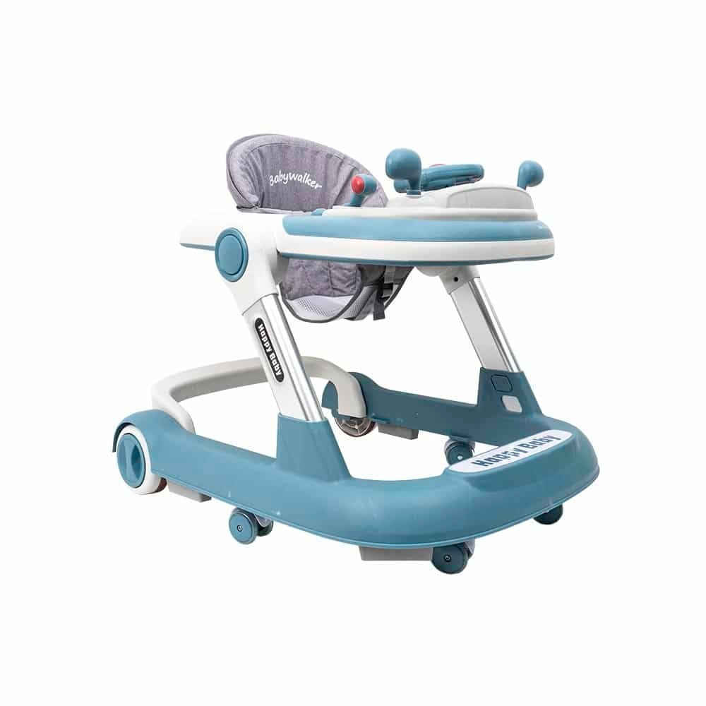 Premergator cu 6 roti silentioase, sezut reglabil, pliere usoara, albastru, 6 luni+