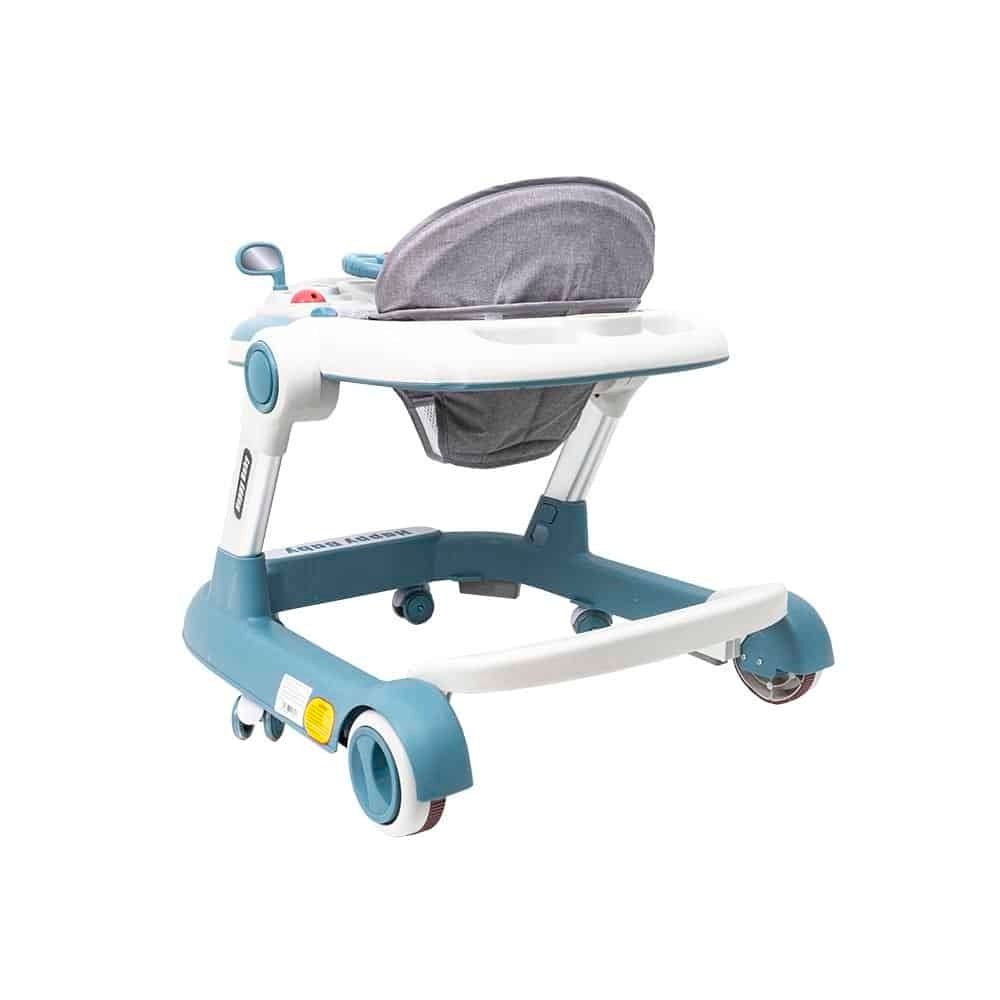 Premergator cu 6 roti silentioase, sezut reglabil, pliere usoara, albastru, 6 luni+