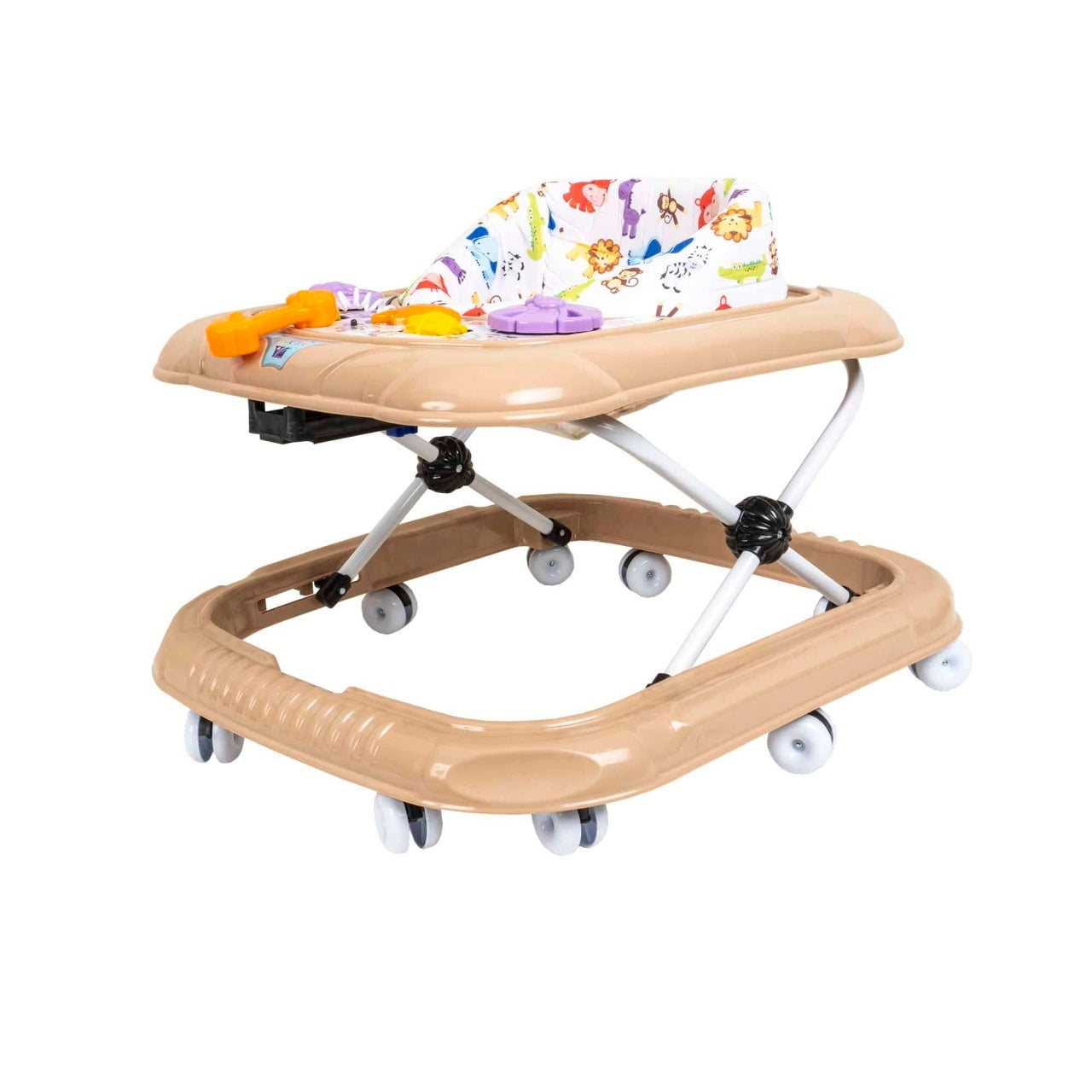 Premergator cu scaun reglabil pentru 6+ luni, maro, 10 roti pivotante