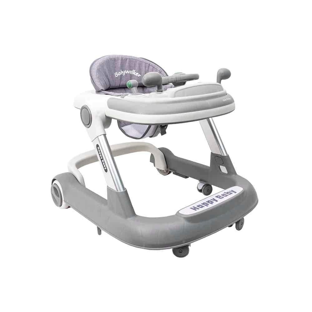 Premergator pentru bebelusi 6 luni+, 6 roti silentioase, sezut reglabil, pliere usoara, gri