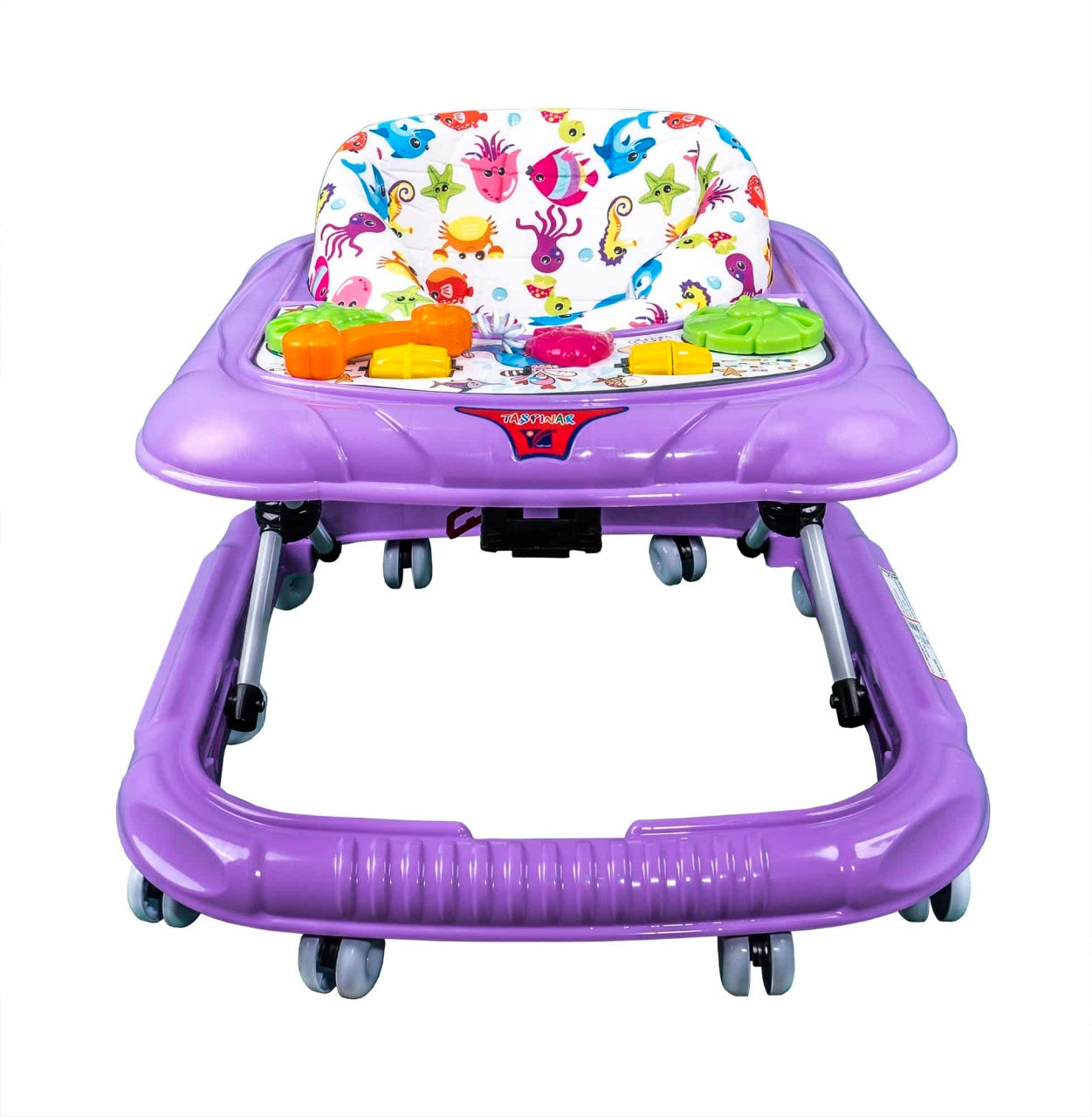 Premergator pentru copii 6 luni+ cu scaun reglabil si 10 roti pivotante lila