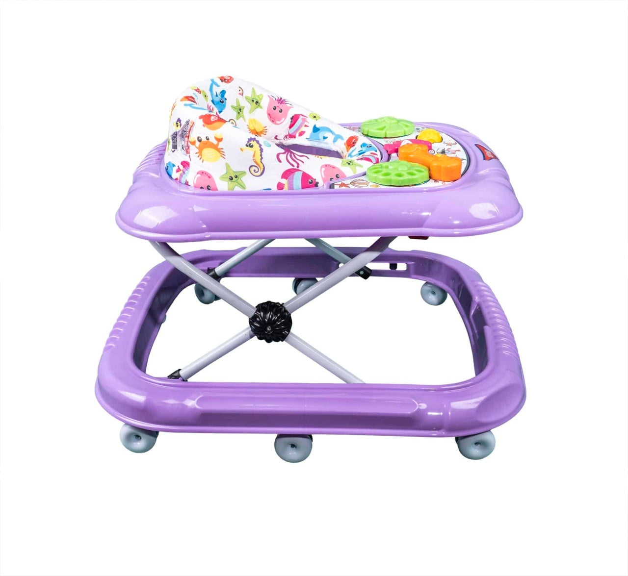 Premergator pentru copii 6 luni+ cu scaun reglabil si 10 roti pivotante lila