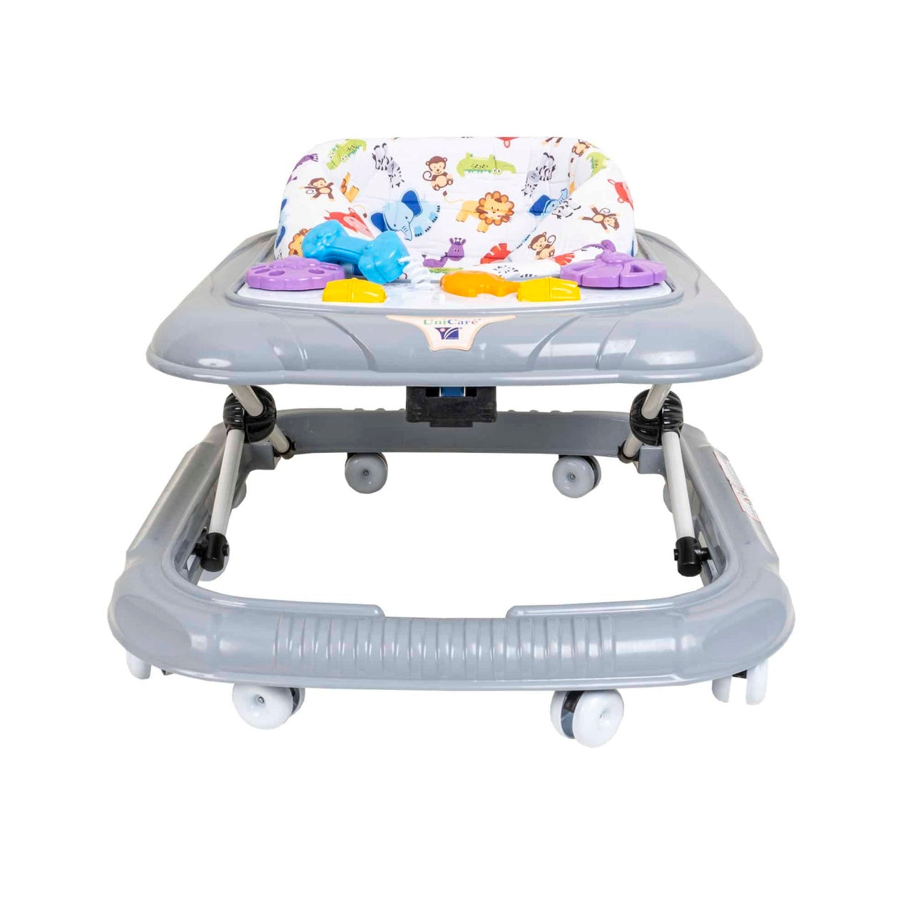 Premergator pentru copii 6 luni+, scaun reglabil, 10 roti 360°, gri