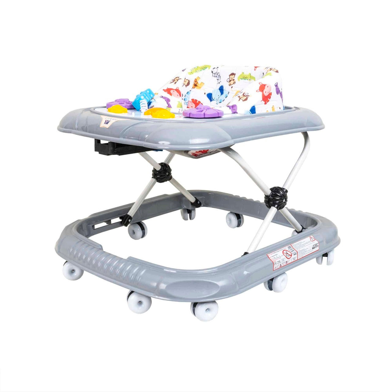 Premergator pentru copii 6 luni+, scaun reglabil, 10 roti 360°, gri