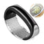 Presa usturoi manuala, din inox, cu maner ergonomic, sita curbata, negru/argintiu