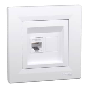 Priza date RJ45 CAT6 UTP alba, montaj simplu, design compact