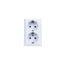 Priza dubla 16A 250V, culoare alba, dimensiuni compacte 100x65x40 mm
