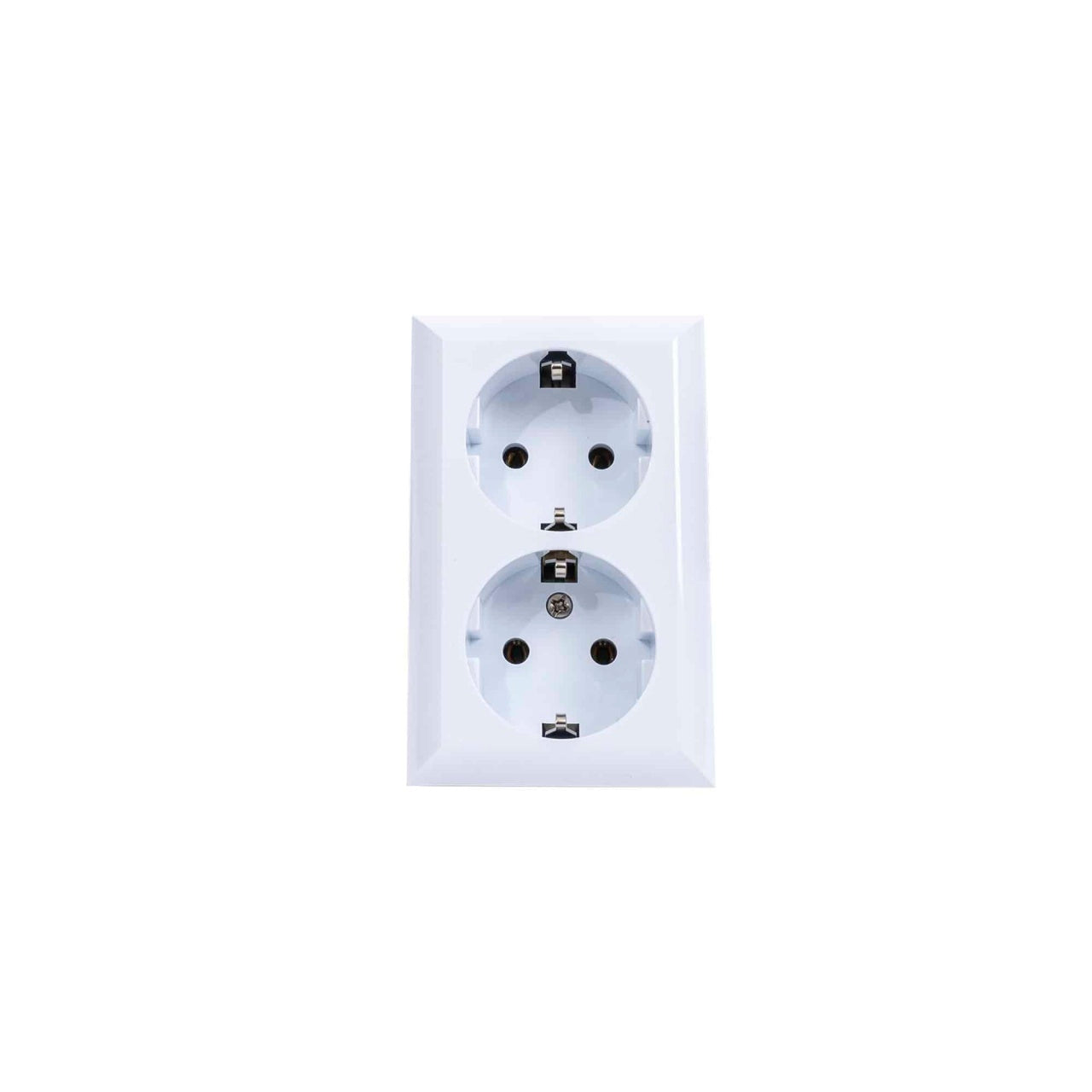 Priza dubla 16A 250V, culoare alba, dimensiuni compacte 100x65x40 mm