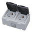 Priza dubla de exterior aplicata, 16A, 250V, IP54, culoare gri