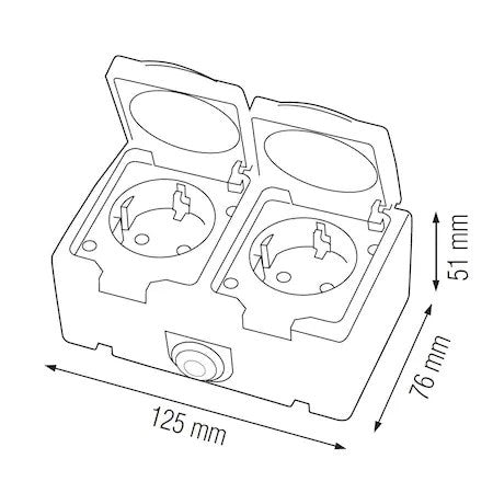Priza dubla de exterior aplicata, 16A, 250V, IP54, culoare gri
