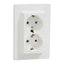 Priza dubla incastrata 16A, 230V, alb, montaj pe perete, Schuko