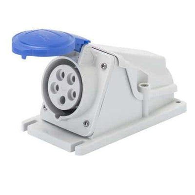 Priza fixa industriala IP44, 2P+E, 32A, 230V, montaj la 90 grade