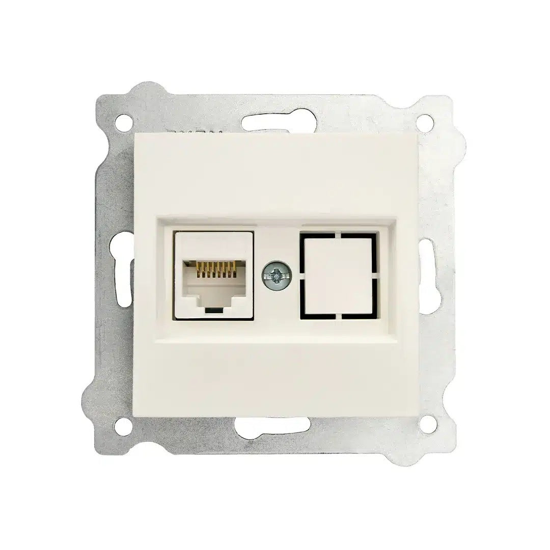 Priza internet incastrata Cat 6, culoare alb, dimensiuni 7.5x7.5 cm