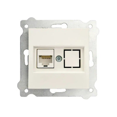 Priza internet incastrata Cat 6, culoare alb, dimensiuni 7.5x7.5 cm
