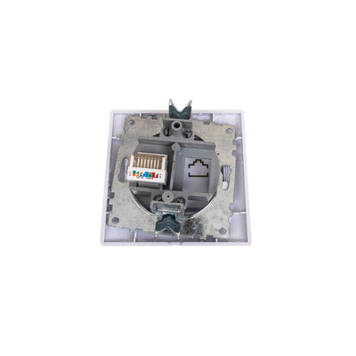 Priza pentru internet, dimensiuni 80x80x35 mm, culoare alb