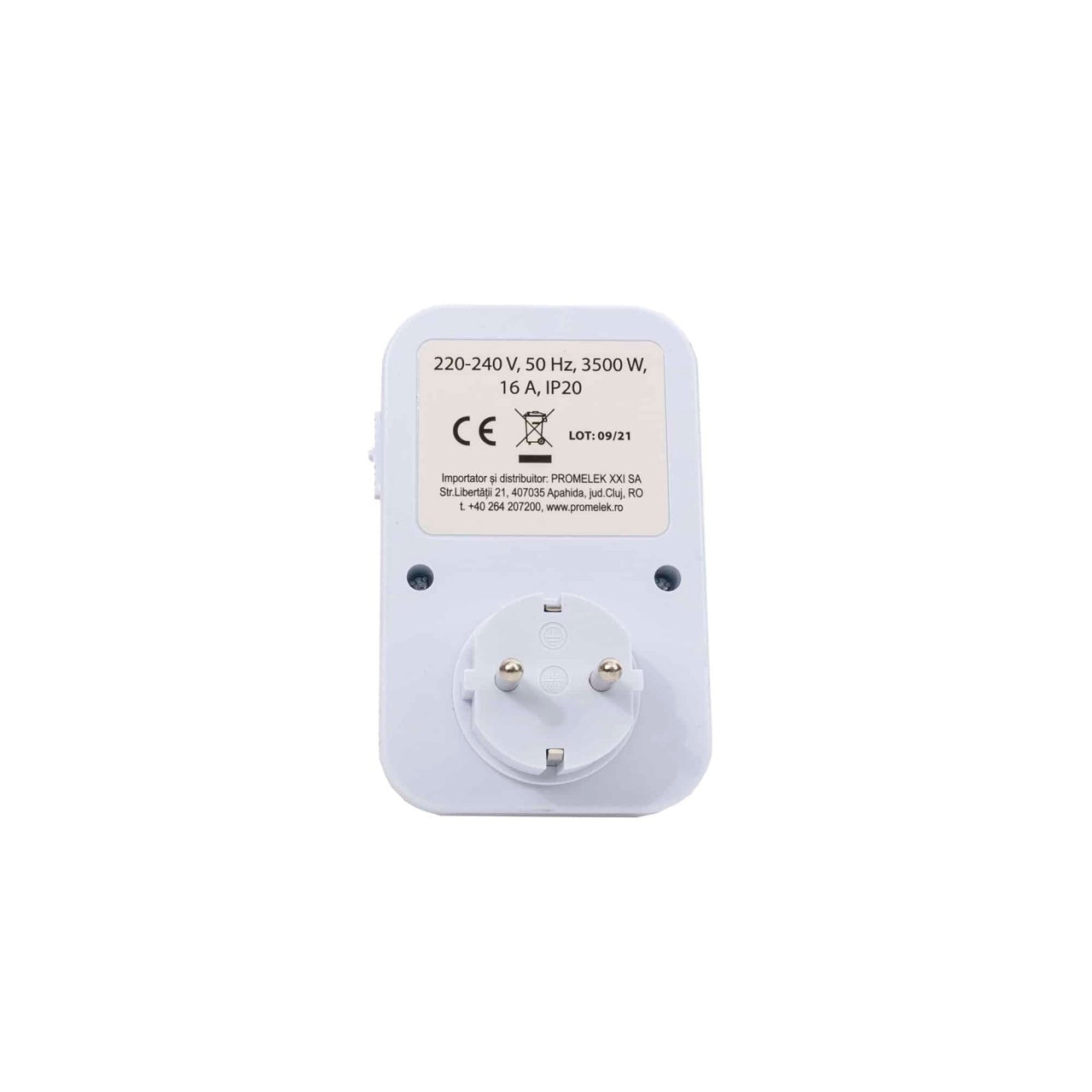 Priza programabila mecanic 3500W, 24h, 16A, interval 15 minute, culoare alba
