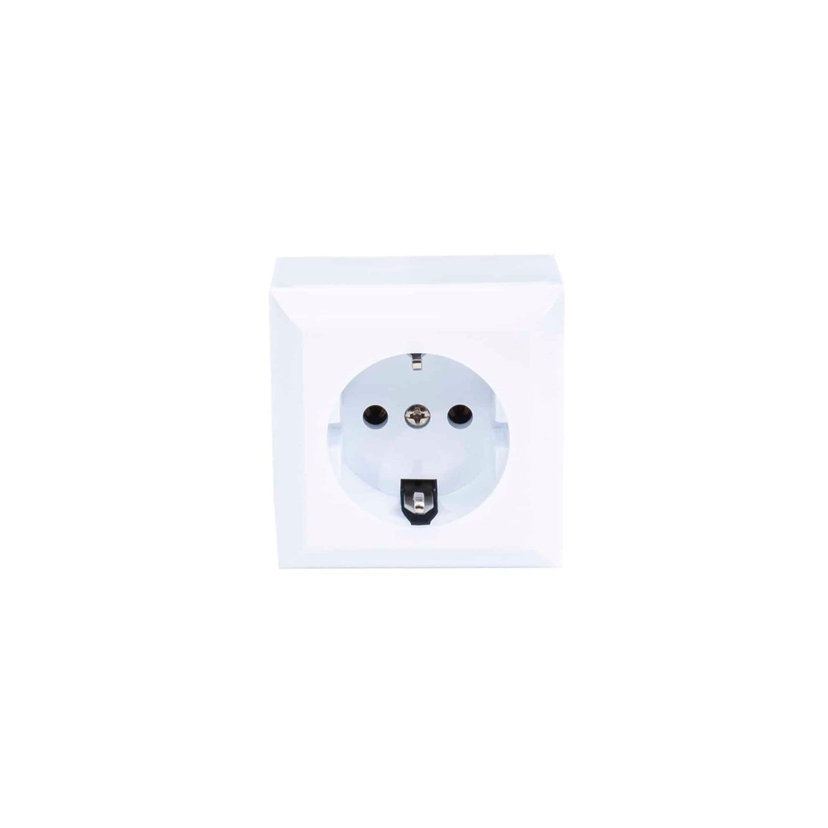 Priza simpla 16A, 250V, culoare alb, dimensiuni 65x65x40 mm