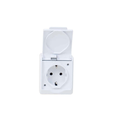 Priza simpla alba cu capac, 16A/250V, protectie IP44